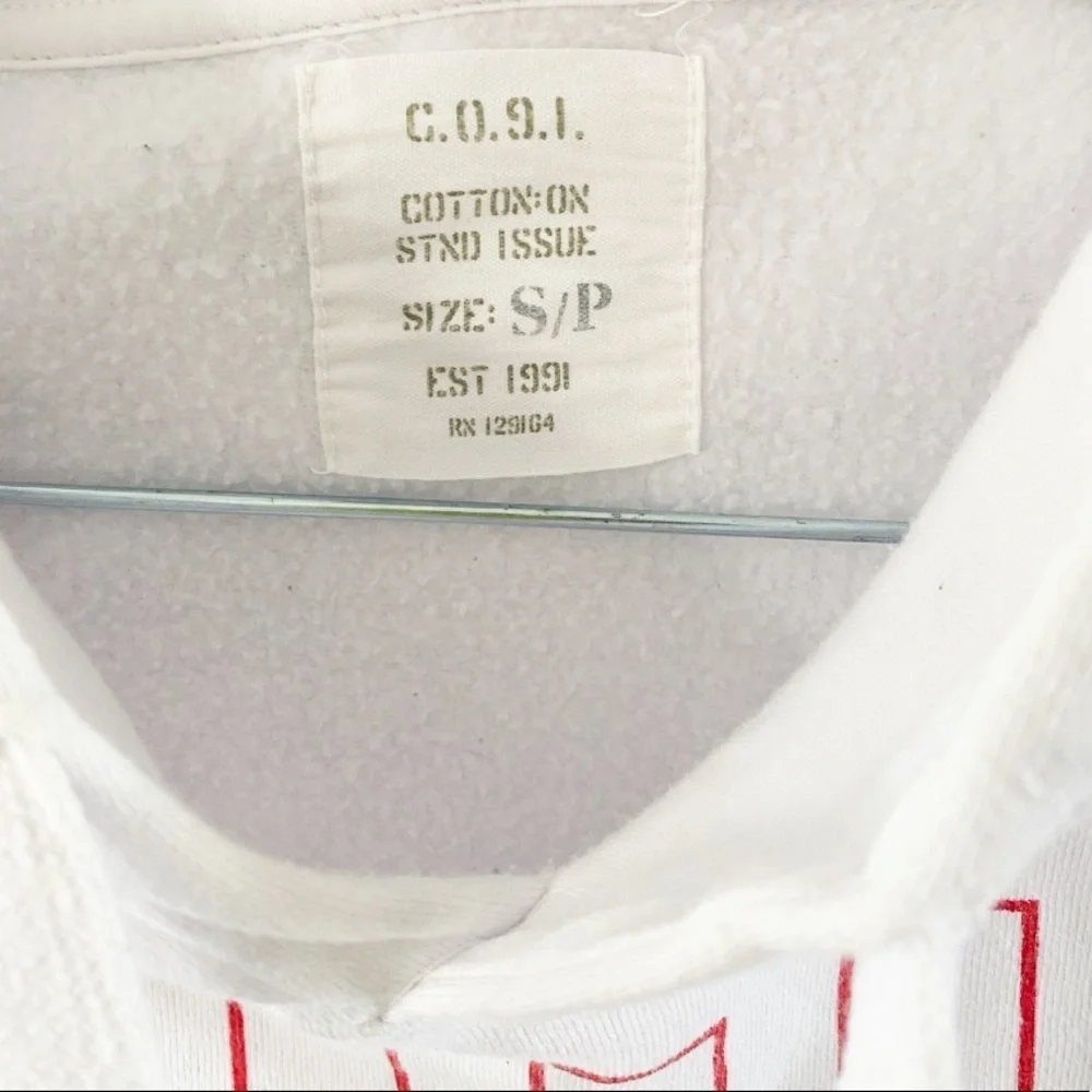 Cotton On white chill crop hoodie sweatshirt s